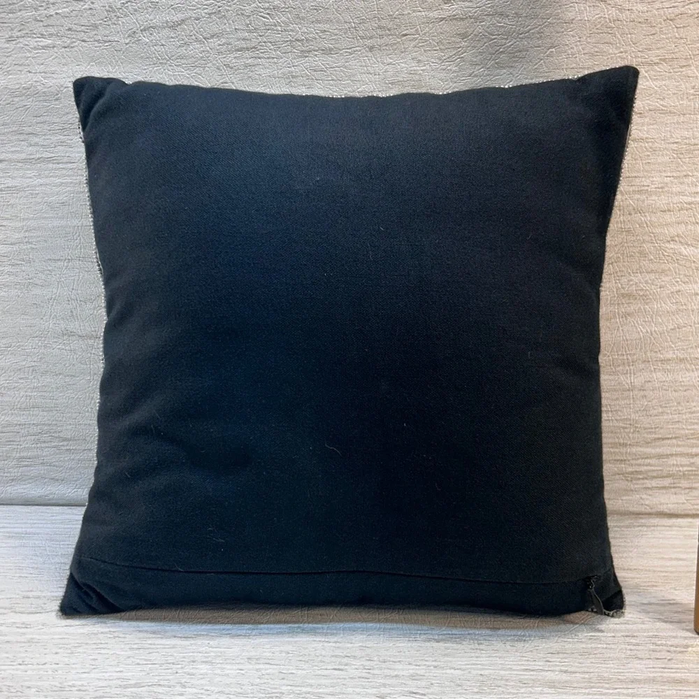 Pottery Barn Beaded Skull‎ Crossbones Pillow Black Silver Square 12x12 Accent